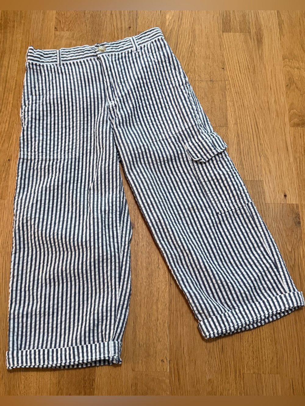 Kite Strings 5 Blue White Stripe Seersucker Pants Cargo Pocket
